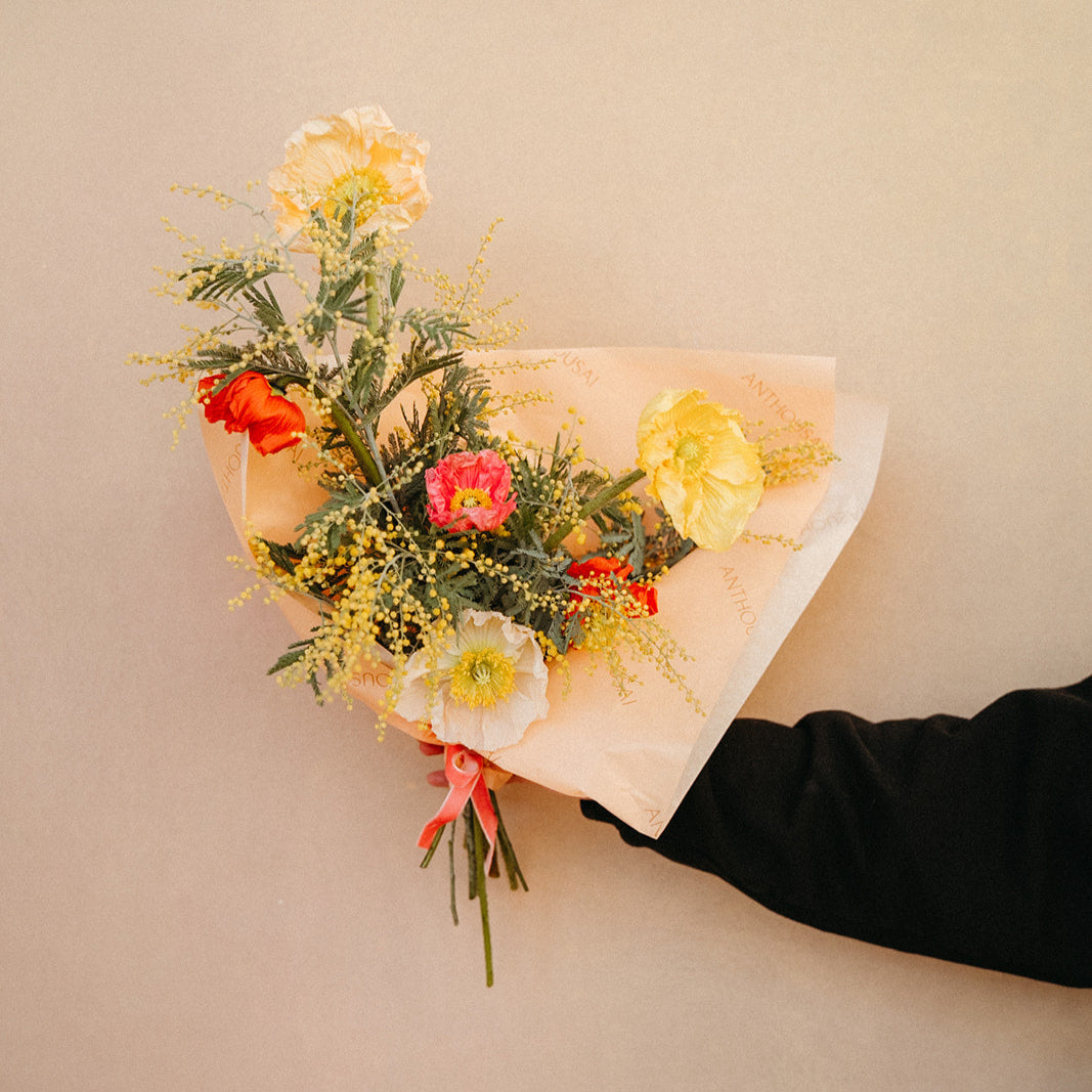 Valentines Poppy Wrapped Bouquet