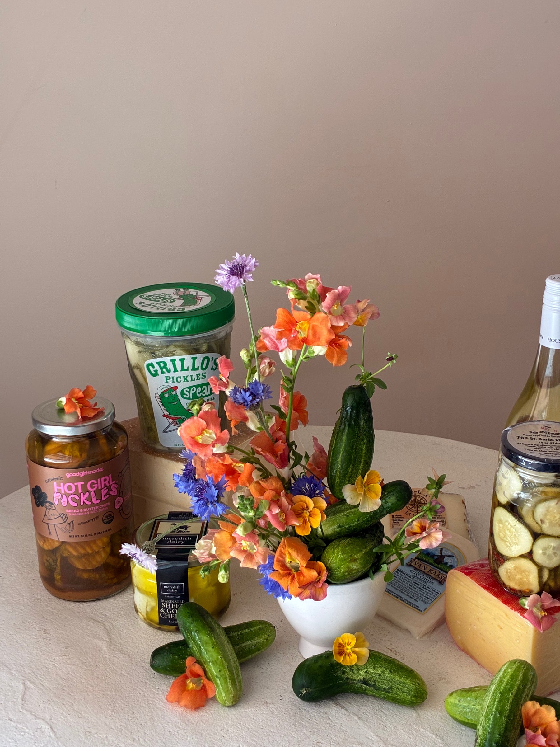 Summer Edible Floral and Cheese (and pickles!) + Wine Pairing Workshop - June 20th